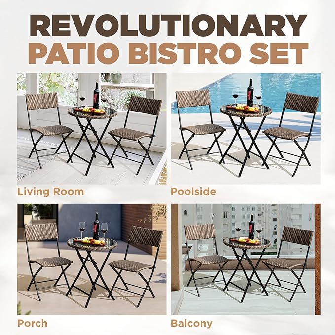 Idzo Metal Wicker Bistro Set with Round Table