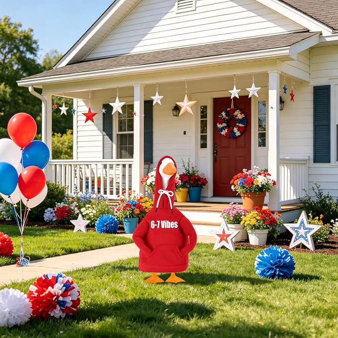Porch Goose Hoodie Outfits for 23 Inch Porch Goose & Duck Statues, Classic Hoodie Goose Clothes for Concrete Geese, Funny and Inspirational Goose for Front Porch Garden Yard Decor