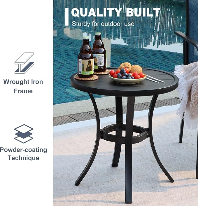 VICLLAX 3 Pieces Wicker Outdoor Furniture Set, PE Rattan Patio Conversation Set with 2 Single Chairs, Metal Side Table for Deck Porch Pool, Beige Cushion