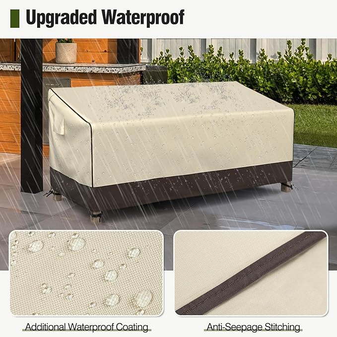 MR. COVER Outdoor Couch Cover Waterproof, Patio Furniture Covers for 3-Seater Couch, Fits up to 88" W x 40" D x 35" H, Moisture-Proof & UV-Protection, Brown & Khaki