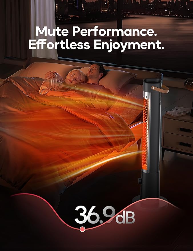 Patio Heater for Outdoor Use, Infrared Electric Outdoor Heater, 1500W Instant Heating, 60-Degree Oscillation, 9 Heat Levels, 9H Timer, Remote, for Garage, Backyard, Large Room, Indoor, 32.2", Black