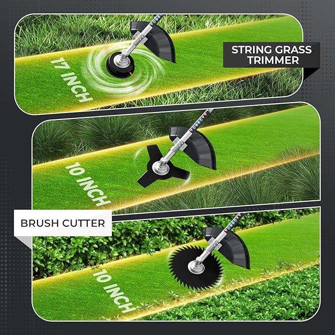 6-in-1 Multi-Functional Gas Powered Weed Wacker, 52CC 2-Stroke Gas Weed Eater String Trimmer, Hedge Trimmer, Pole Saw, Brush Cutter Blade, Safety Lock & Shoulder Strap for Garden, Yard