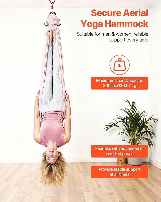 Professional Aerial Yoga Hammock & Swing, 300 lbs Capacity with 360° Swivel & Ceiling Mount Kit, for Fitness, Studio and Family Use