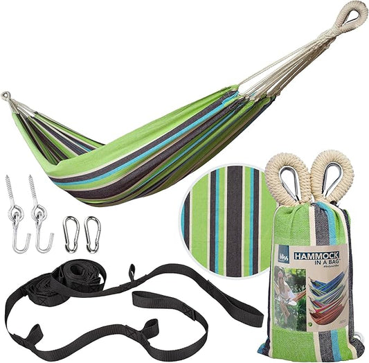 Bliss Hammocks BH-400-CC 40" Wide Hammock w/Hand-Woven Rope Loops & Hanging Hardware, Outdoor, Patio, Backyard Durable, Cotton and Polyester Blend, 220 Lbs Capacity, Country Club