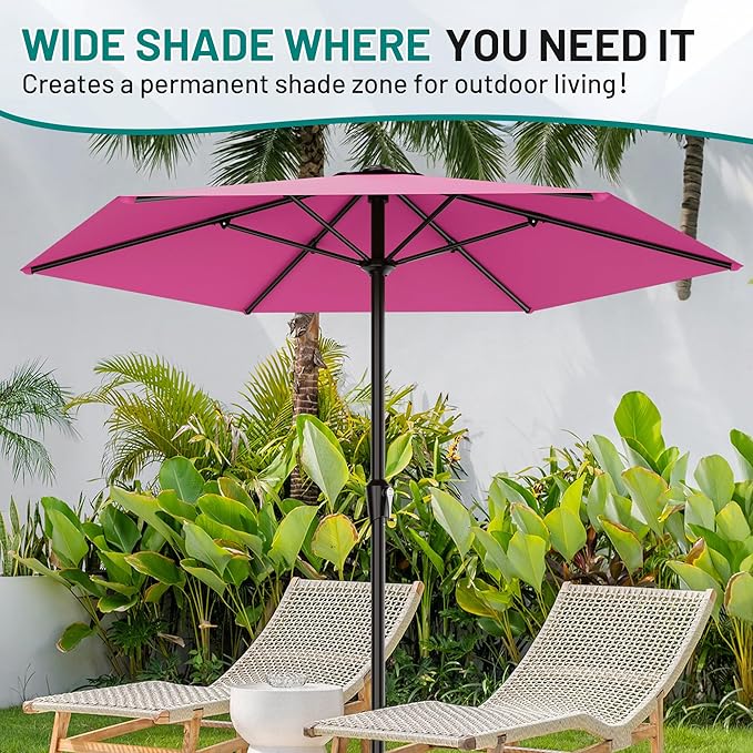 AreShark 11 FT Patio Umbrella for Outdoor, Outdoor Table Umbrella with Push Button Tilt and Crank, Outdoor Patio Umbrellas with 6 Sturdy Ribs, Patio Umbrellas for Market, Garden, Pool (Rose Pink)