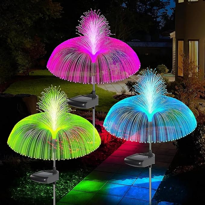 AcaJoe Solar Lights Outdoor 3 Pack 7 Colors Changing Jellyfish Solar Garden Lights Outside Waterproof for Yard Pathway Lawn Festival Wedding Party Decoration