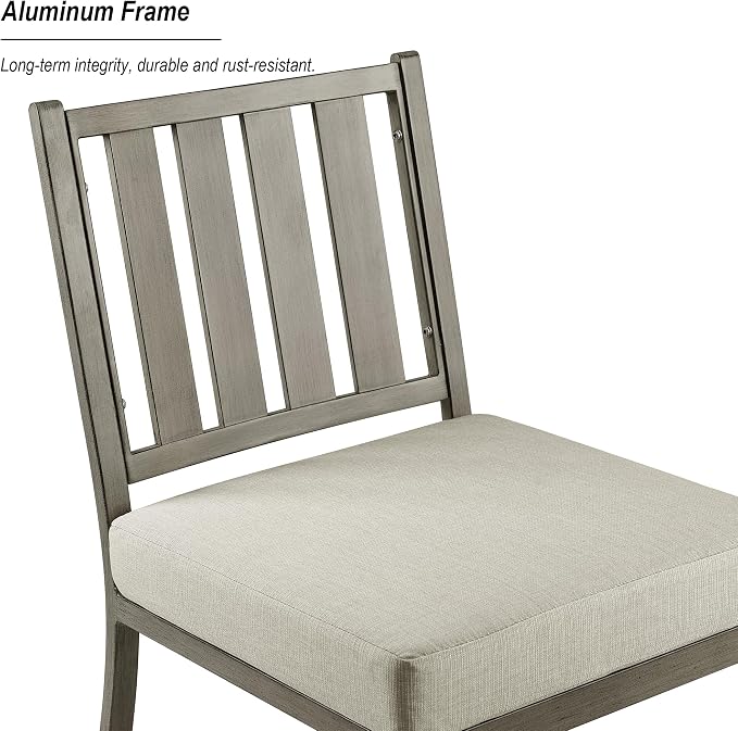 PEAK HOME FURNISHINGS Outdoor Aluminum Dining Set, 60" Round Dining Table with 4 Dining Chairs