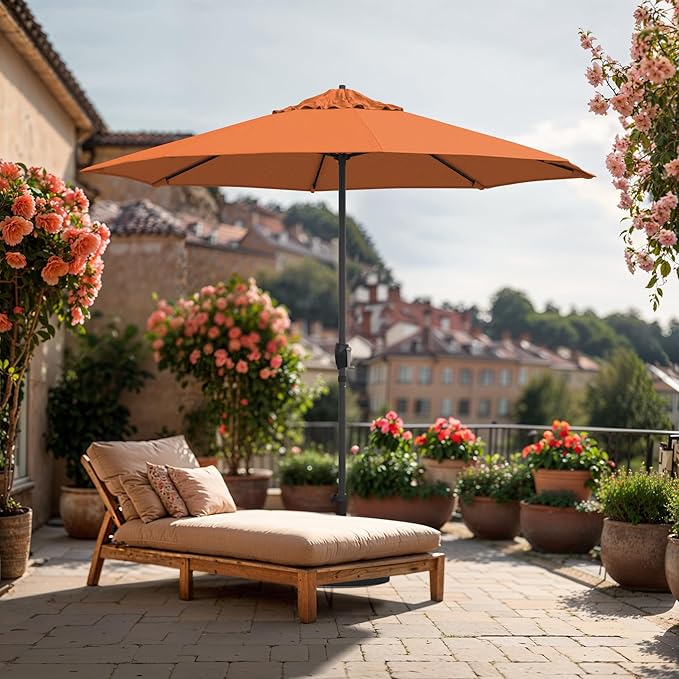 California Umbrella 10-Year Protection 9 Ft Outdoor Patio Umbrella, Pacifica Fade-Resistant Fabric, Auto-Tilt, Heavy Duty Aluminum Frame, 8 Reinforced Ribs for Pool or Deck, Bronze Pole, Tuscan