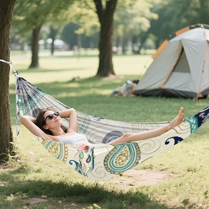Golden Paisley Hammocks for Camping with Portabl Carry Bag Portable Hammock Indoor Outdoor Patio
