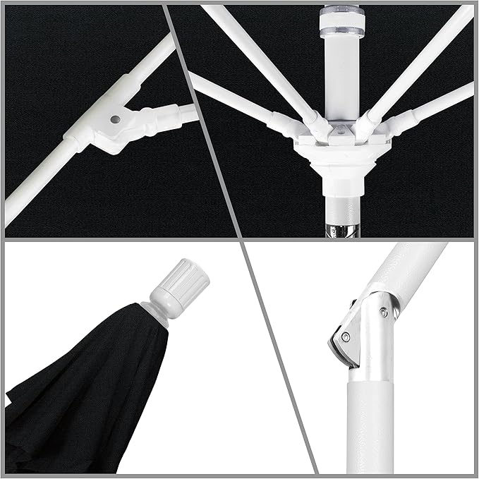 California Umbrella 11' Round Fiberglass Rib Market Umbrella, Crank Lift, Collar Tilt, Black (GSCUF118170-SA08-DWV)