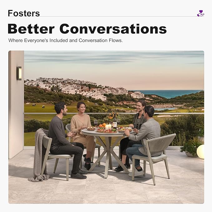 PURPLE LEAF 5 Pieces Round Dining Set Aluminum Frame and Wicker Rattan Patio Table and Chairs with Cushions for Garden Deck Outdoor Champagne