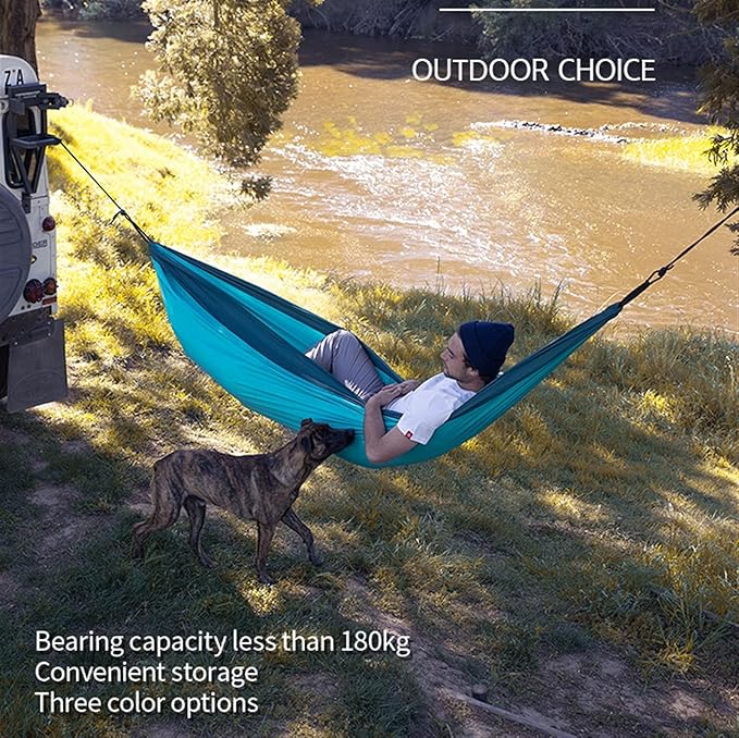 Camping Hammock, Camping Hammock Portable Hammock with Straps and Carabiner, Lightweight Parachute Hammocks Camping Accessories(Blue,2.9M*1.5M)