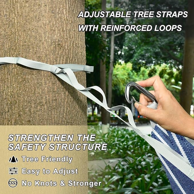 Denim Blue Stripe 330lb Capacity Hammocks with Portabl Carry Bag Tree Hammock for Indoor Outdoor Patio accesorios para campamento