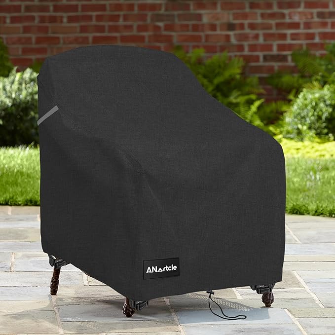 ANartcle Outdoor Swivel Lounge Chair Cover 2 Pack,600D Waterproof Heavy Duty Patio Chair Covers(35 W x 37 D x 38.5 H inches),Patio Swivel Chair Covers for Outdoor Furniture,Black.