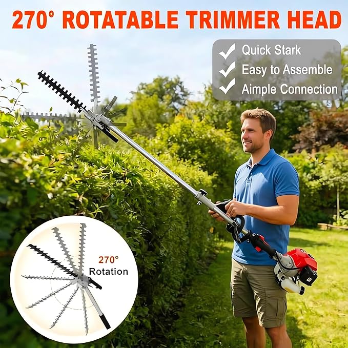 52CC 2-Stroke Gas Weed Wacker, 5 in 1 Gas Weed Eater, 2026 Upgraded Weed Eater Gas Powered, 9500rpm High Power Gas Hedge Trimmer, Brush Cutter for Yard, Garden, with EPA & CE-MD Certification