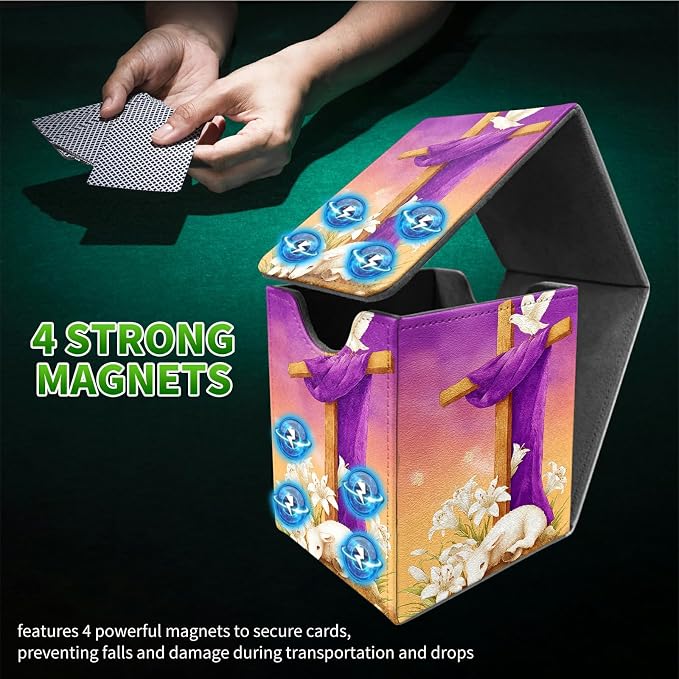 Goat Pigeon Card Deck Box for MTG, Personalized Card Storage Case Fits 120+ Sleeved Cards, Premium Leather TCG Box with Strong Magnetic Closure for Magic, CCG, PTCG, Baseball Cards