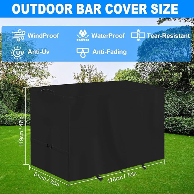 Cover for High Top Patio Set of 3 , Patio Swivel Bar Set Cover,600D Oxford Waterproof Covers for Outdoor High Stool Bistro Set,70*31.8*46.8 in,Black