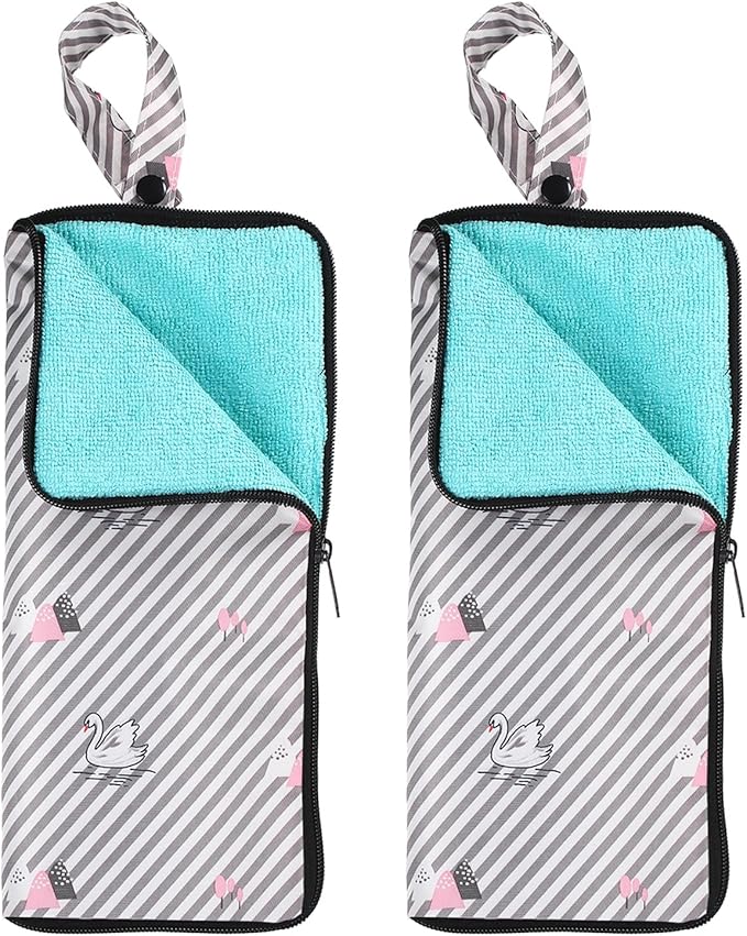 HARFINGTON 2pcs Wet Umbrellas Bag 4.9" x 11" Superfine Fiber Strong Water Absorption Umbrella Case Cover Portable Waterproof Case for Storage Travel Home Outdoor, Gray