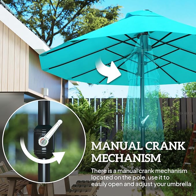 Outsunny Extra Large 15 ft Patio Umbrella, Double-Sided Wide Outdoor Umbrella with Crank Handle and Air Vents for Backyard, Deck, Pool, Market