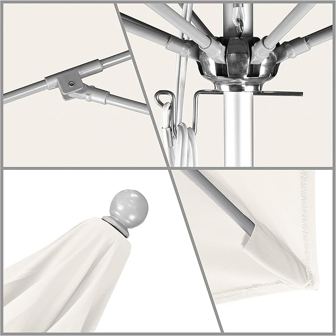 California Umbrella 11' Rd. Venture Series Contract Grade Patio Umbrella, Pulley Open, Silver Finish, Sunbrella Canvas