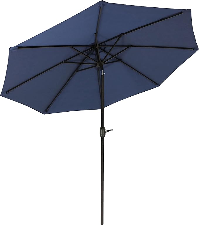Sunnydaze 9-Foot Patio Umbrella with Fade Resistant Canopy - Auto Tilt and Crank - Rust-Resistant Aluminum Pole