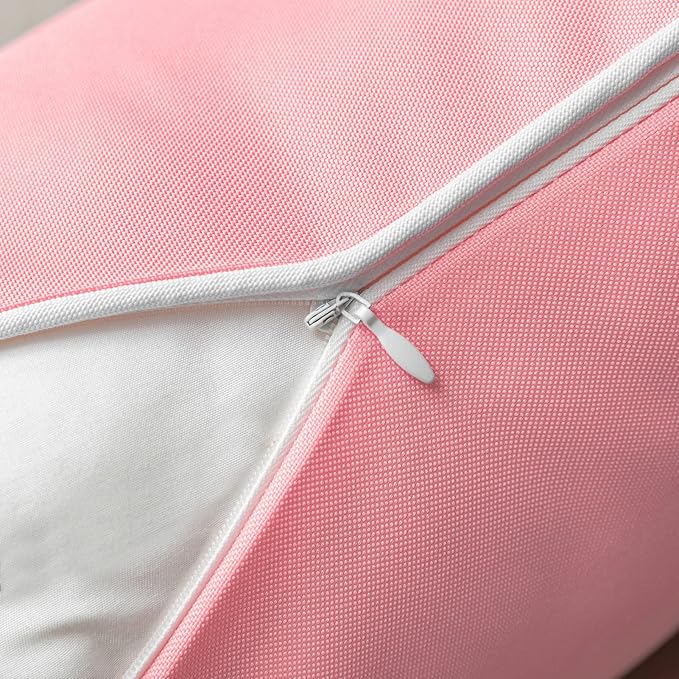 Phantoscope Pack of 2 Outdoor Waterproof Solid Throw Decorative Pillow Cover Decorative Square Outdoor Pillows Cushion Case Patio Pillows for Couch Tent (18''x18'', Pink)