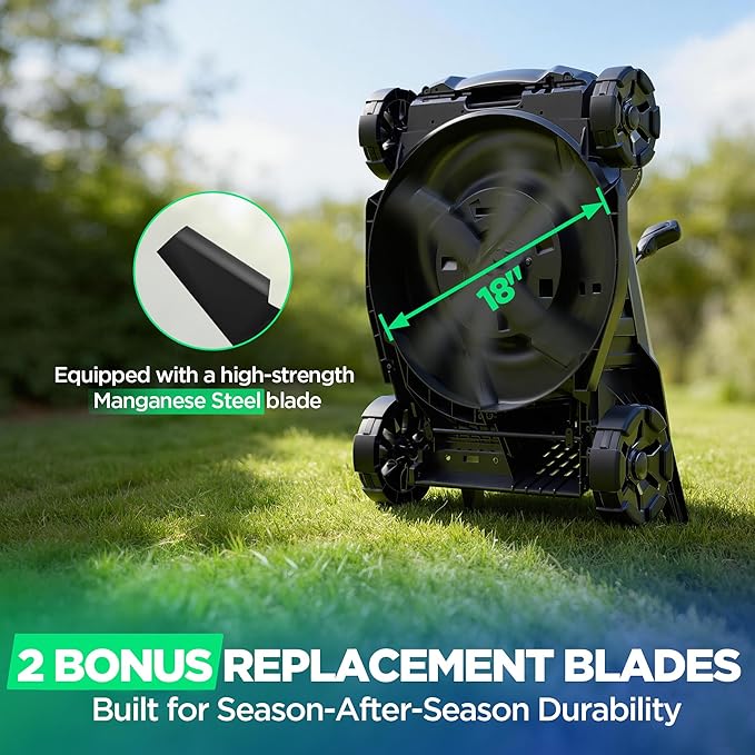 18" Electric Lawn Mower, 40V Self-Propelled Cordless Lawn Mower with 2x5.0Ah Batteries, Brushless Motor, 2-in-1 Mulching & Bagging, 6-Position Height Adjustment, for Small to Medium Yards