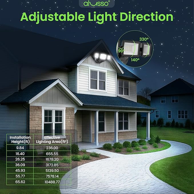 ALUSSO Dusk to Dawn Outdoor Lighting,120V 40W 4000LM Dusk Till Dawn Outdoor Light, 3000K/4000K/6000K 3CCT IP65 3 Heads Security Lights Dusk to Dawn for House Garage Yard Walkway,1 Pack,Black