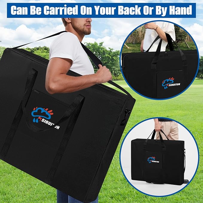 SIRUITON 2Pack Folding Table Storage Bag Fits 6FT, Portable 600D WaterProof Carry Bag for Folding Picnic/Camp Tables with Reinforcing Plate & Shoulder Strap, 36" D x 30" W x4.5 H