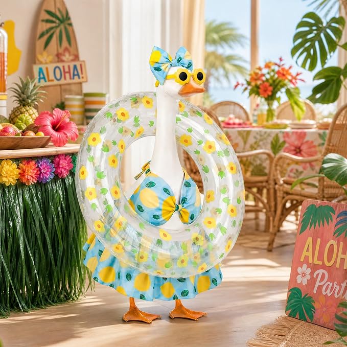 Hawaiian Porch Goose Outfits,23 Inch Bikini Porch Goose Summer Outfit | 23 in Porch Goose Outfit with Sunglasses & Swim Ring Hawaiian Porch Goose Clothes Costume for Outdoor Garden Lawn Yard Decor