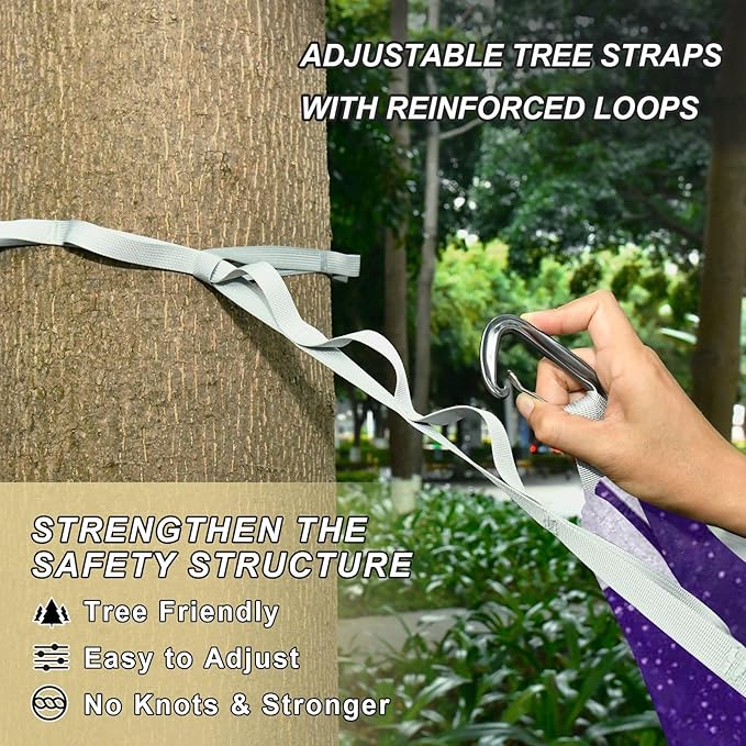 Fake Glitter Checkerboard Squares White Purple 330lb Capacity Camping Hammock Portable Hammock for Camping Travel Accessories hamacas para Deck