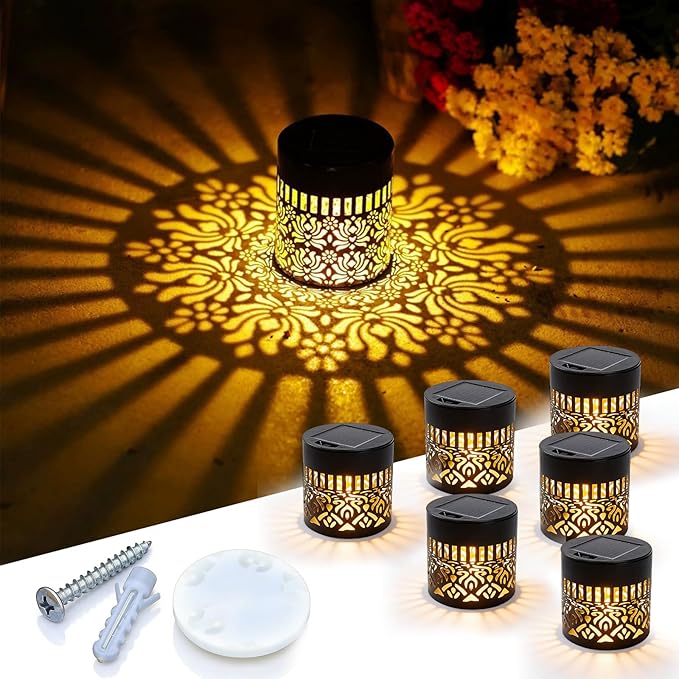 Decorative Solar Mandala Lights, 2026 New Mandala Solar Lights Outdoor, Mandala Theme Waterproof Fence Light, Shadow Projection Landscape Lighting for Backyard,Patio,Walkway,Lawn,Porch Decor (#A,6)