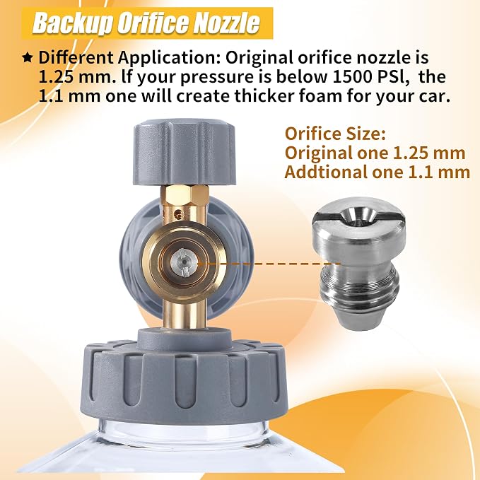 Tool Daily Foam Cannon for Pressure Washer with Dual Connector Accessory, Adjustable Soap Cannon with M22-14 and 1/4” Quick Connect Fittings, Additional Orifice Nozzle 1.1mm, 1.5 Liter