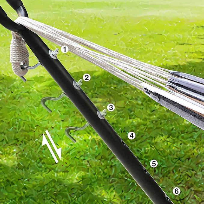 Swing Hammock with Double Space Saving Steel Stand, 2-Person Hammock with Portable Carrying Bag for Garden Yard Porch Patio & Indoor,Capacity 450 Pounds,US Shipping, 102.4x42.1x39.4 In