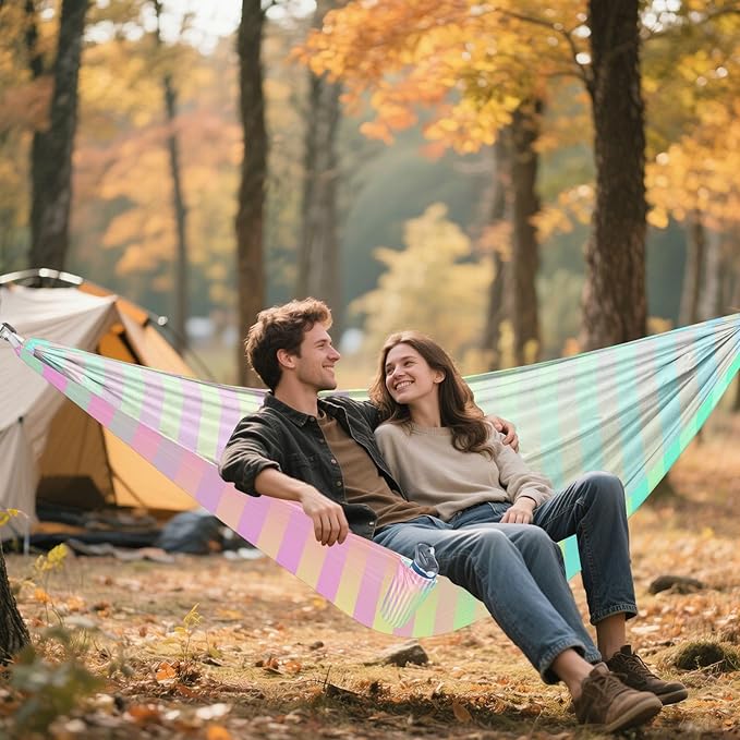 Colorful Laser Design Stripes 330lb Capacity Hammocks for Camping with Hanging Rope Backyard Hammock for Patio Backyard Lounge Base soporte para hamacas para adultos