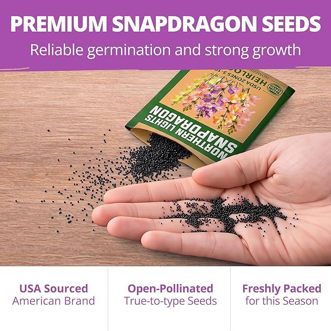 HOME GROWN Northern Lights Snapdragon Seeds (~6,000) – Lavender, Pink, Peach & Yellow Pastel Mix Flower Seeds, Cool Season Cut Flowers, Heirloom Non-GMO Antirrhinum majus for Beds, Borders & Bouquets