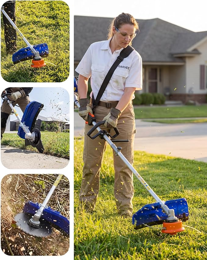 43cc Weed Wacker Gas Powered, 3 in 1 String Trimmer with Shoulder Strap & Handle, Grass Cutter, Lawn Edger Brush Cutter, Weed Eater, Powerful Outdoor Grass Trimmer for Garden, Lawn Care, Blue