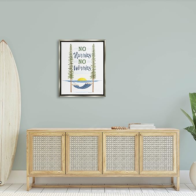 Stupell Industries No Hurries Worries Hammock Scene Floating Framed Wall Art, Design by Deb Strain