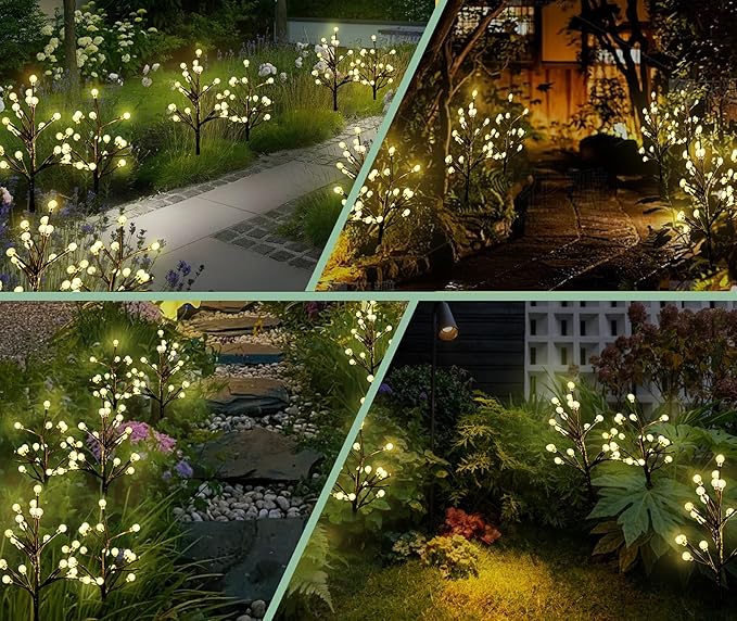 Solar Garden Lights Outdoor, 2 Pack DIY Waterproof Decorative Firefly Solar Lights Outdoor with 2 Modes, 20 LED Acrylic Sphere for Garden Yard Patio Lawn Decor, Gifts for Mother's Day Mom