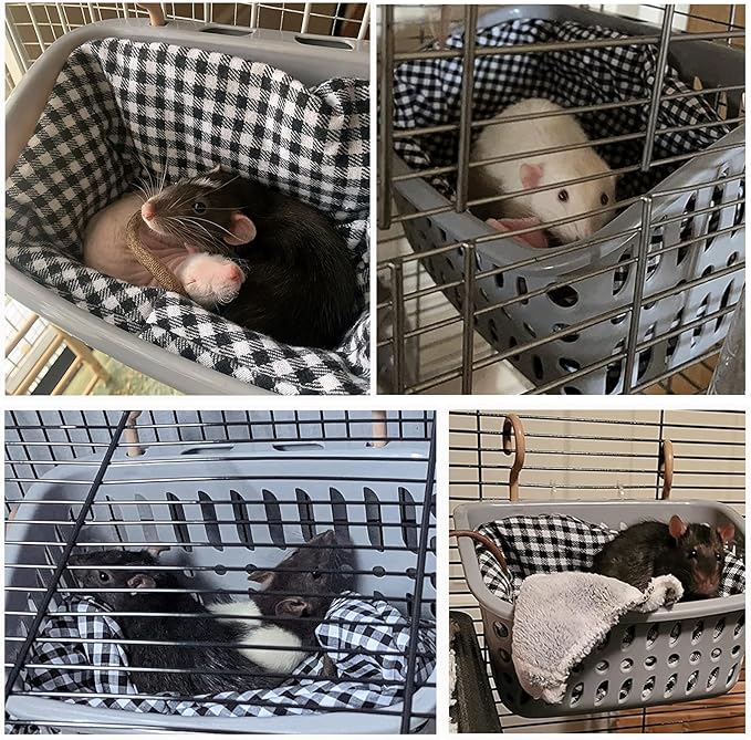 JWShang 2 Big Rat Hammocks for Cage Chew Proof, Rat Warm Bed, Small Animal Hanging Hammock, Rat Cage Accessories for Small Animals Rat, Mouse, Guinea Pig, Chinchilla, Sugar Glider, Ferret