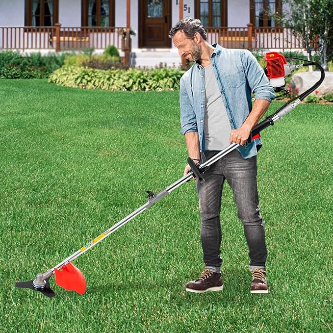 4 in 1 Weed Wacker - 52cc 2-Stroke Multi-Functional Lawn Mower Hedge Trimmer Pruners Gas Powered Brush Cutter, Handheld Weed Eater for Garden and Yard Lawn