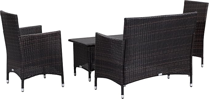 Safavieh Outdoor Collection Figueroa Brown and Sand 4-Piece Patio Set