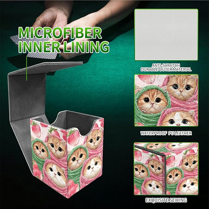 Moon Orange Mushroom Card Deck Box for MTG, Personalized Card Storage Case Fits 120+ Sleeved Cards, Premium Leather TCG Box with Strong Magnetic Closure for Magic, CCG, PTCG, Baseball Cards
