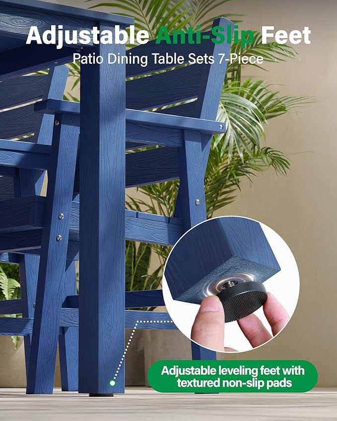 YEFU HIPS Patio Dining Sets: 12-Piece All-Weather Outdoor Table and Chairs with Umbrella Hole & Metal Aluminum Frame - Modern Outside Furniture Patio Dining Set for 10 for Family Meals in Deck Blue