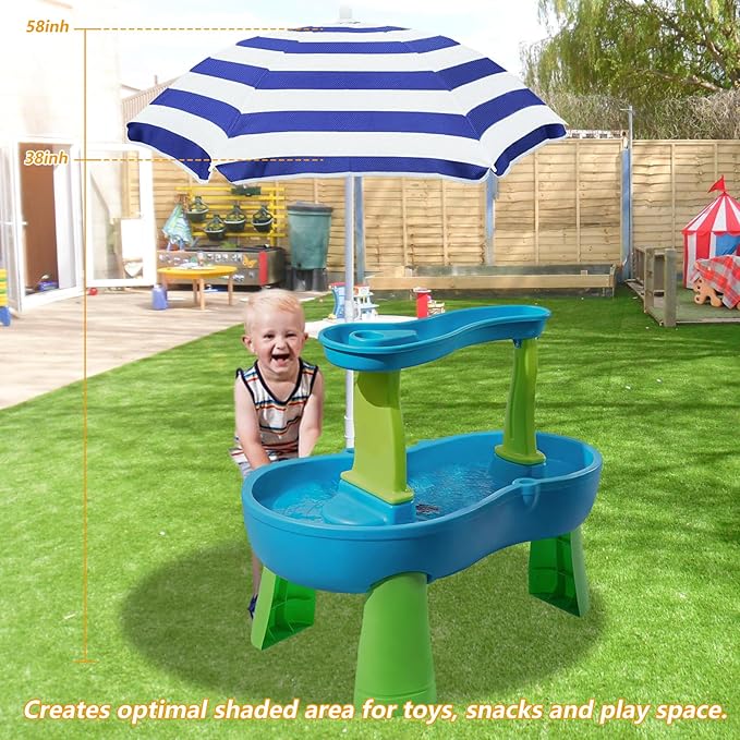 Beach Umbrella for Kids Water Table & Picnic Table Shade, Heavy-Duty Children's Portable Outdoor Umbrella, 47 Inch UV Protection for Sand Play, Camping, Garden and Beach