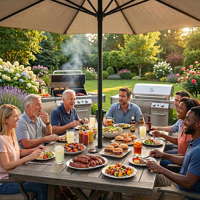 V TOWER Patio Table Umbrella Thicker Hole Ring Plug and Cap Set (Black)