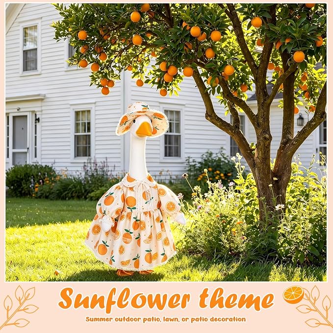 FuWeave Fall Porch Goose Outfit for Lawn Decor | Fits 23"/17" Lawn Plastic/Cement Statue Goose Costume Dress for Front Outdoor Courtyard Garden Patio Yard Decoration