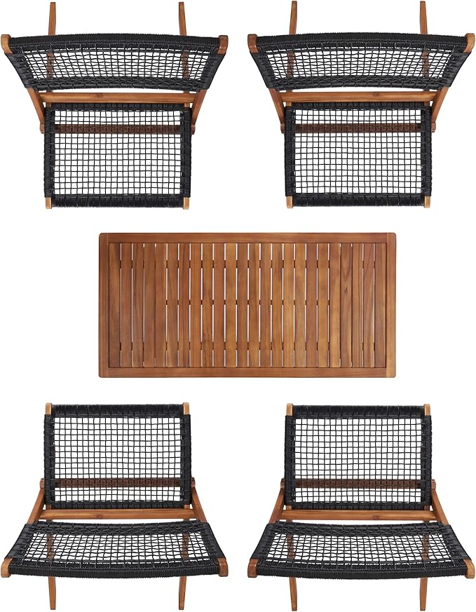 SAFAVIEH Outdoor Collection Blaze Natural/Black 5-Piece Conversation Patio Set