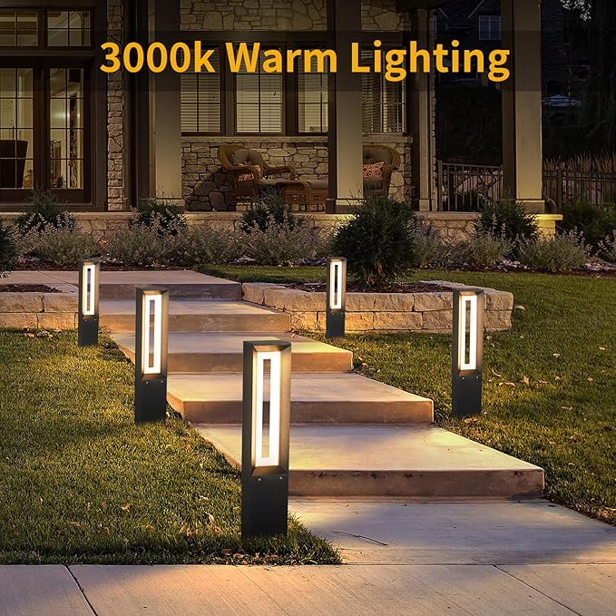 Landscape Path Light, Aluminum 8W 720LM Luxury LED Lighting, 32 Inches Modern Outdoor Bollard Lighting for Lawn, Patio, Courtyard and Driveway Decoration