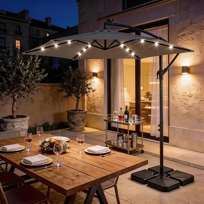Bonnlo Patio Umbrella with Easy Push Button Tilt Outdoor Patio Umbrella Backyard Market Table Umbrella